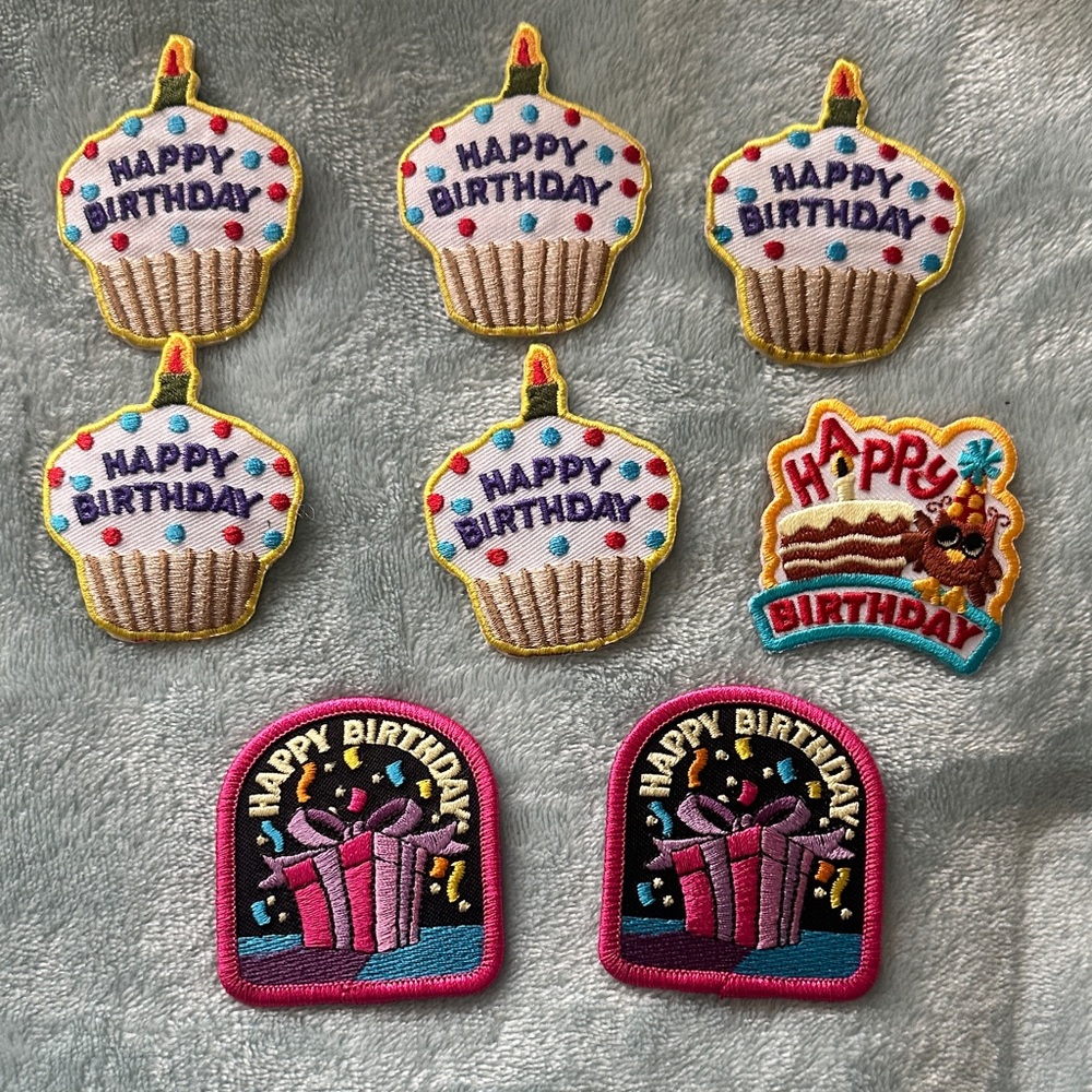 Happy Birthday Embroidered Patch Set of 8 - Multicolor